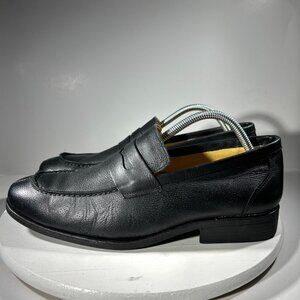 Sandro Moscoloni Mens Size 10 Leather Loafers Shoes Dress Black Apron Split Toe